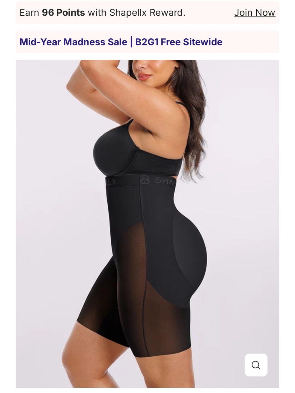 SHAPELX Black High-Waist Sculpting Mid-Thigh Shaper